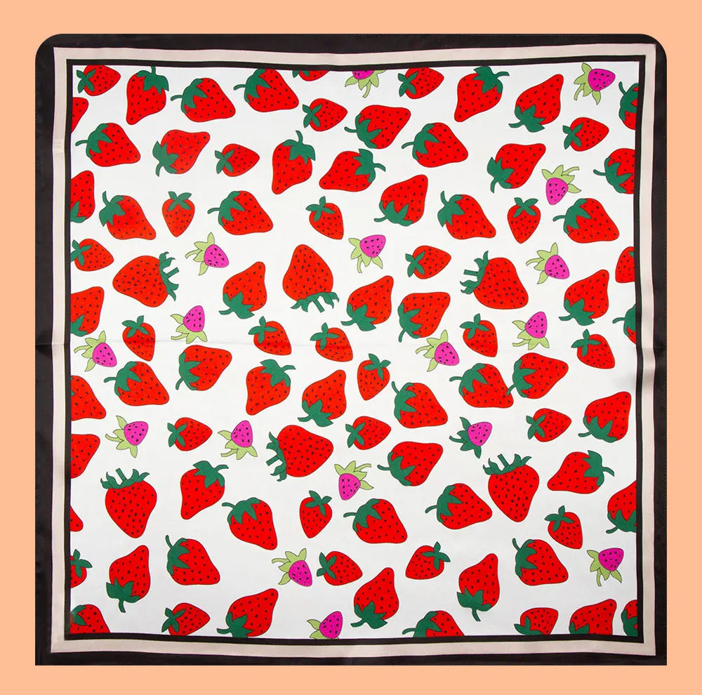 Strawberry Square Scarf - Red