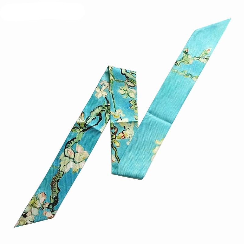 Painting Twilly Scarf - Apricot Flower