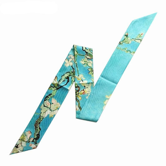 Painting Twilly Scarf - Apricot Flower