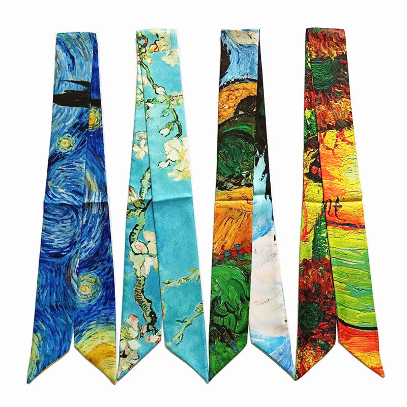 Painting Twilly Scarf - Wheat Field With Crows