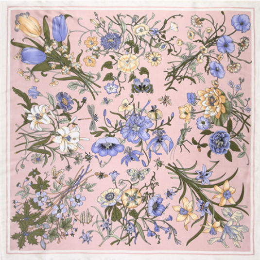 Morning Floral Square Scarf - Pink