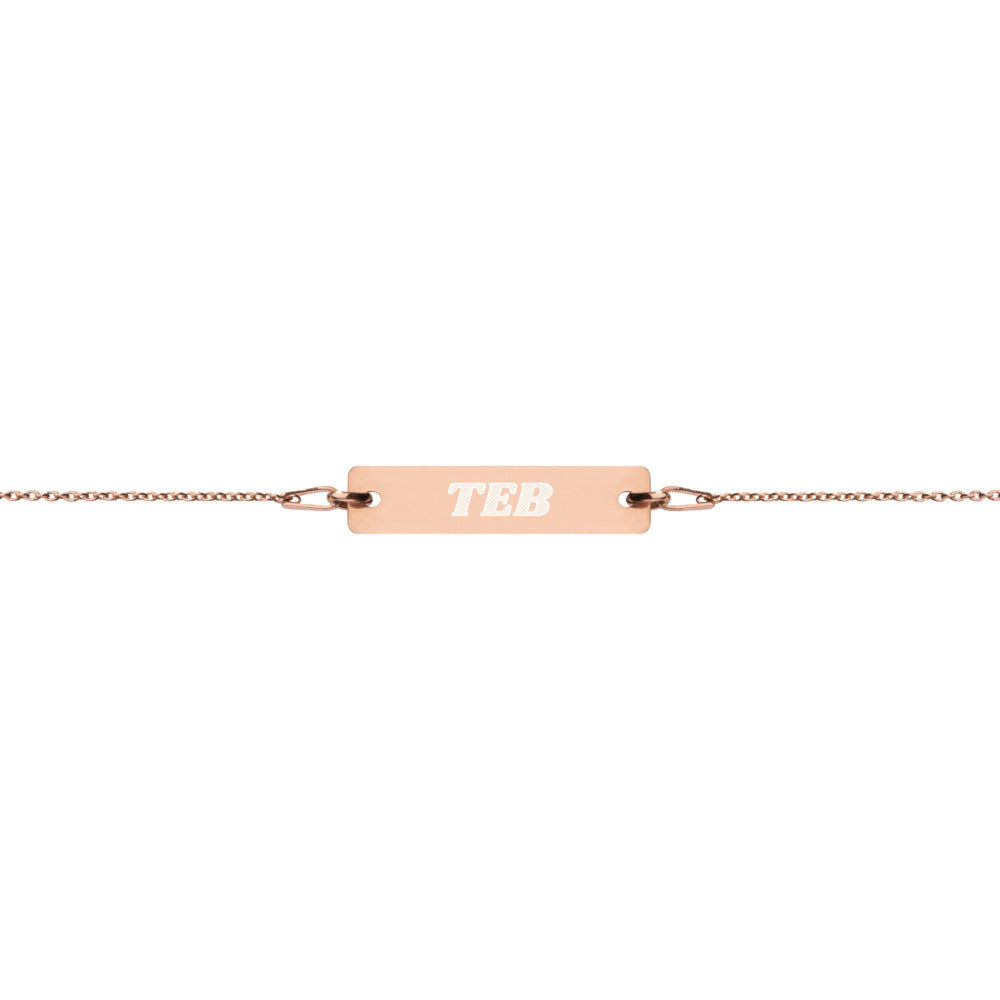 Engraved Silver Bar Chain Bracelet - Airport Code