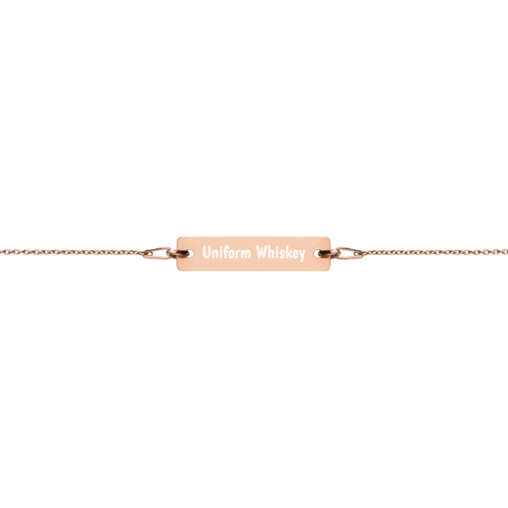 Engraved Silver Bar Chain Bracelet - Phonetic Alphabet