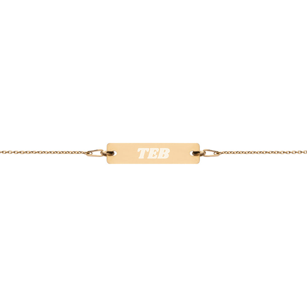 Engraved Silver Bar Chain Bracelet - Airport Code