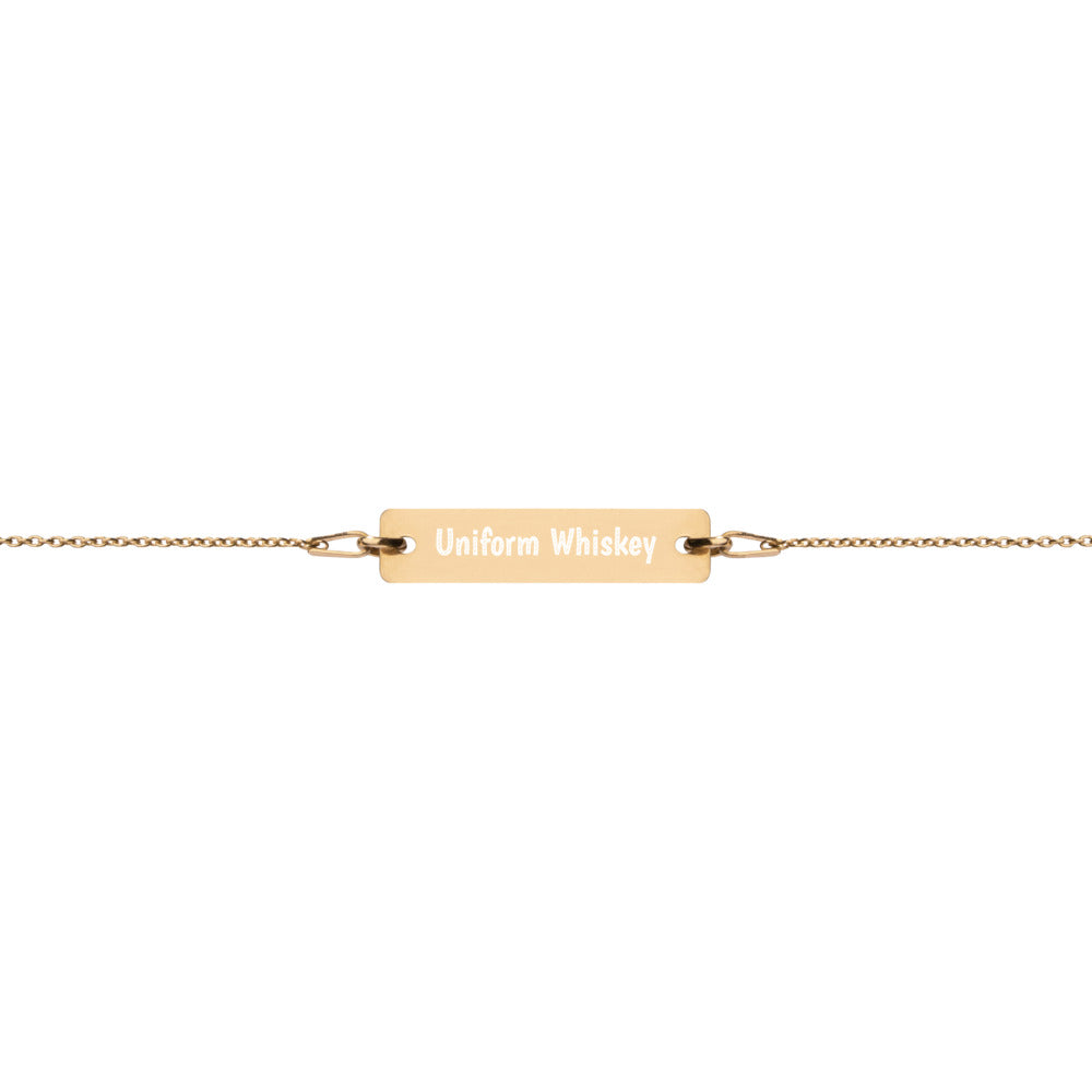 Engraved Silver Bar Chain Bracelet - Phonetic Alphabet