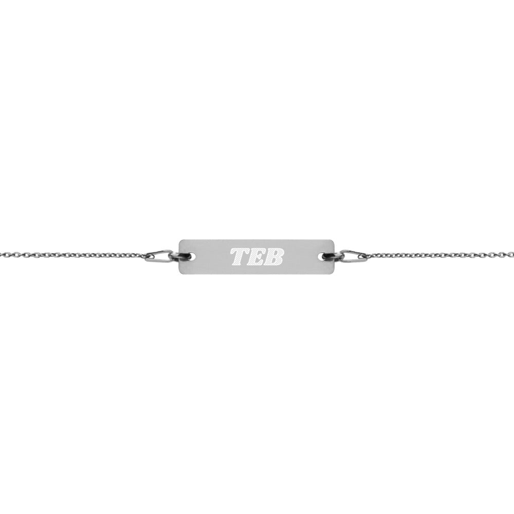Engraved Silver Bar Chain Bracelet - Airport Code