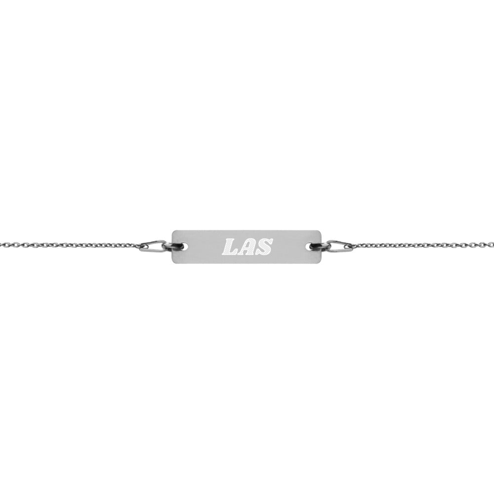 Engraved Silver Bar Chain Bracelet - Airport Code