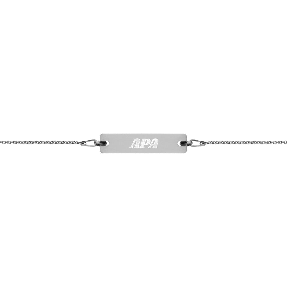 Engraved Silver Bar Chain Bracelet - Airport Code