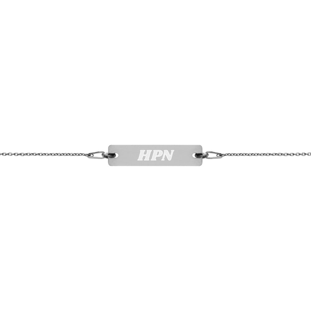 Engraved Silver Bar Chain Bracelet - Airport Code