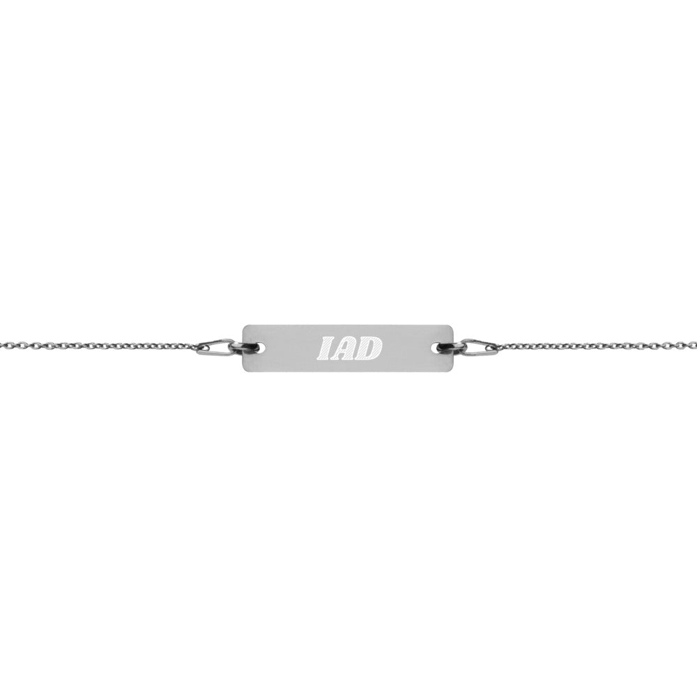 Engraved Silver Bar Chain Bracelet - Airport Code