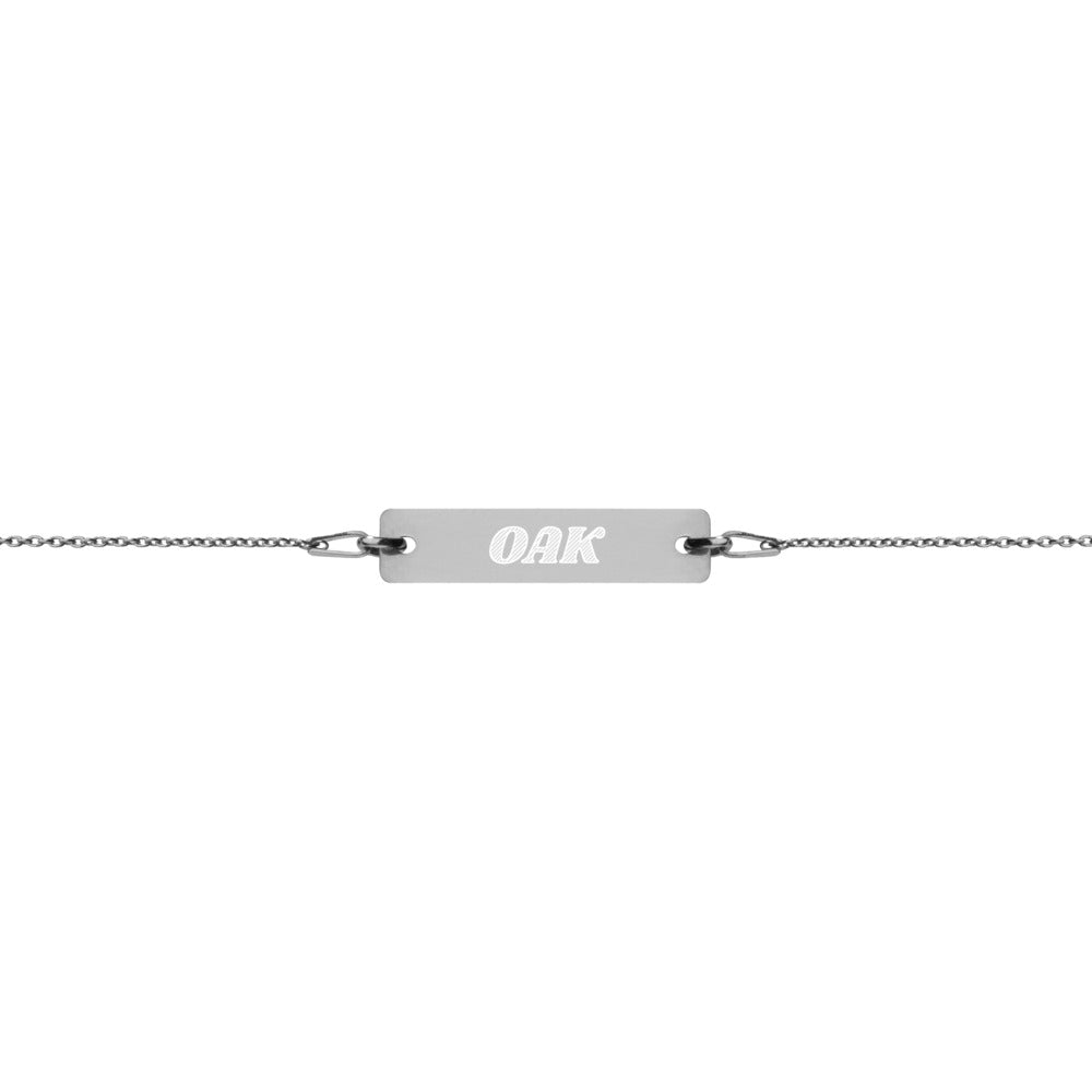 Engraved Silver Bar Chain Bracelet - Airport Code