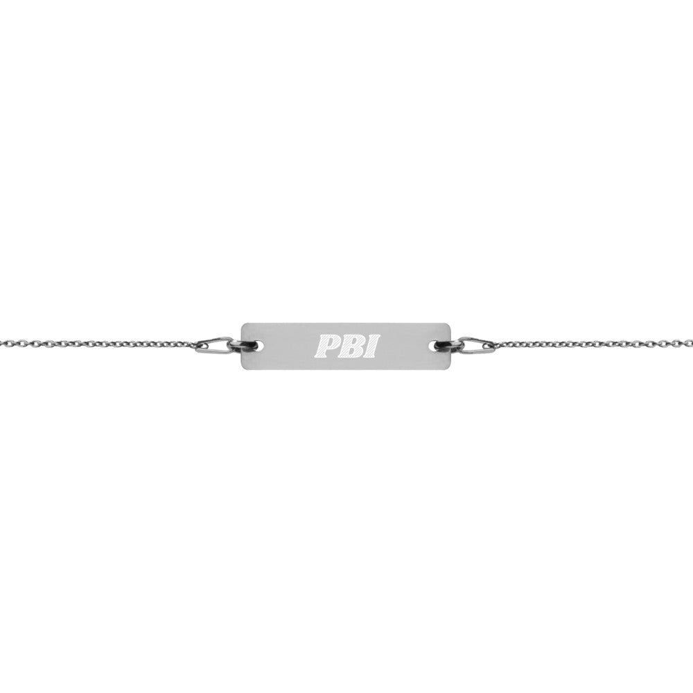 Engraved Silver Bar Chain Bracelet - Airport Code