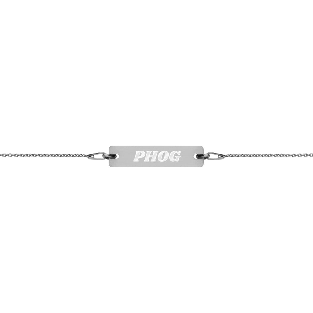 Engraved Silver Bar Chain Bracelet - Airport Code