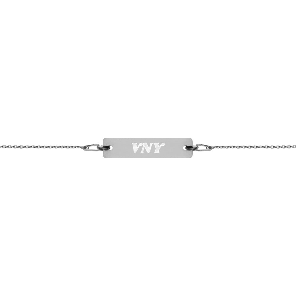 Engraved Silver Bar Chain Bracelet - Airport Code