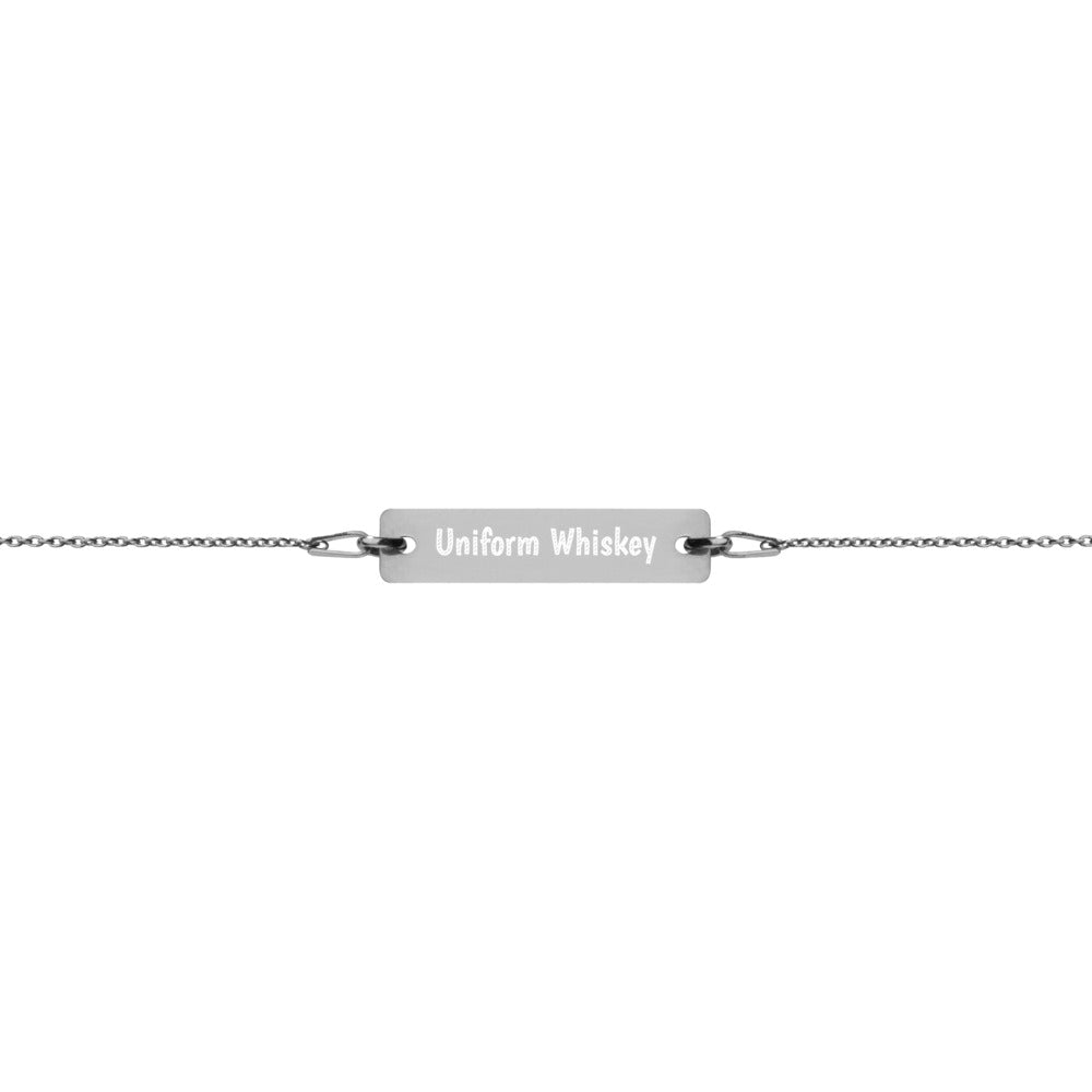 Engraved Silver Bar Chain Bracelet - Phonetic Alphabet