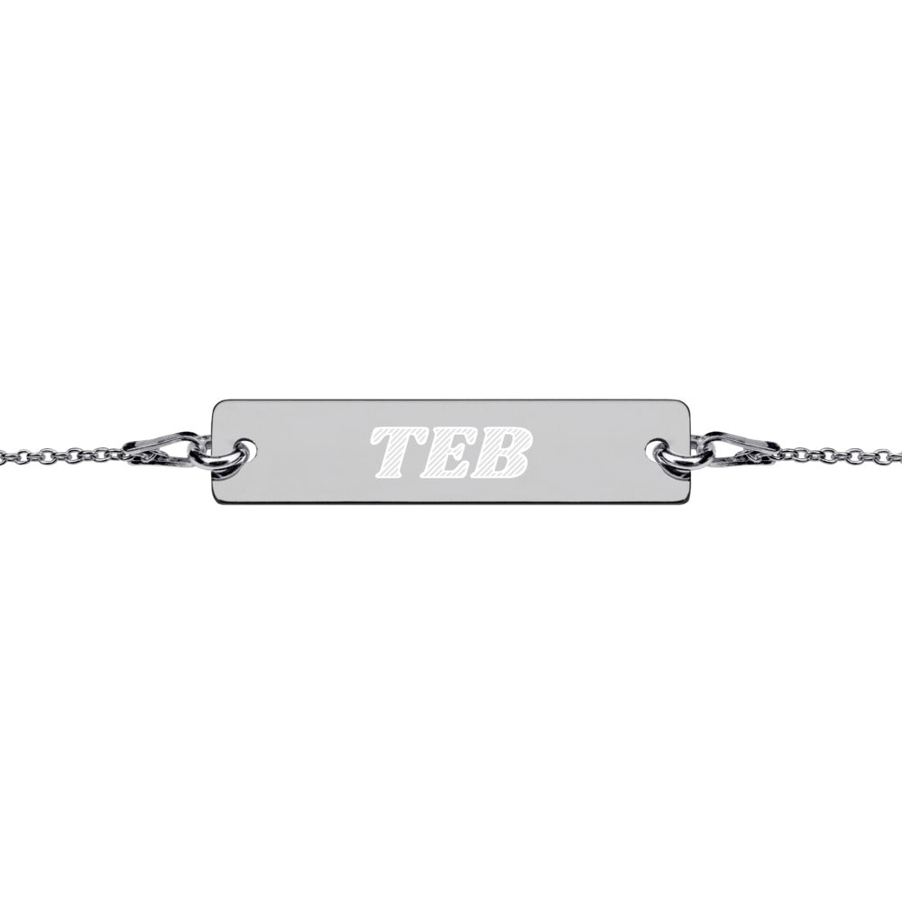 Engraved Silver Bar Chain Bracelet - Airport Code
