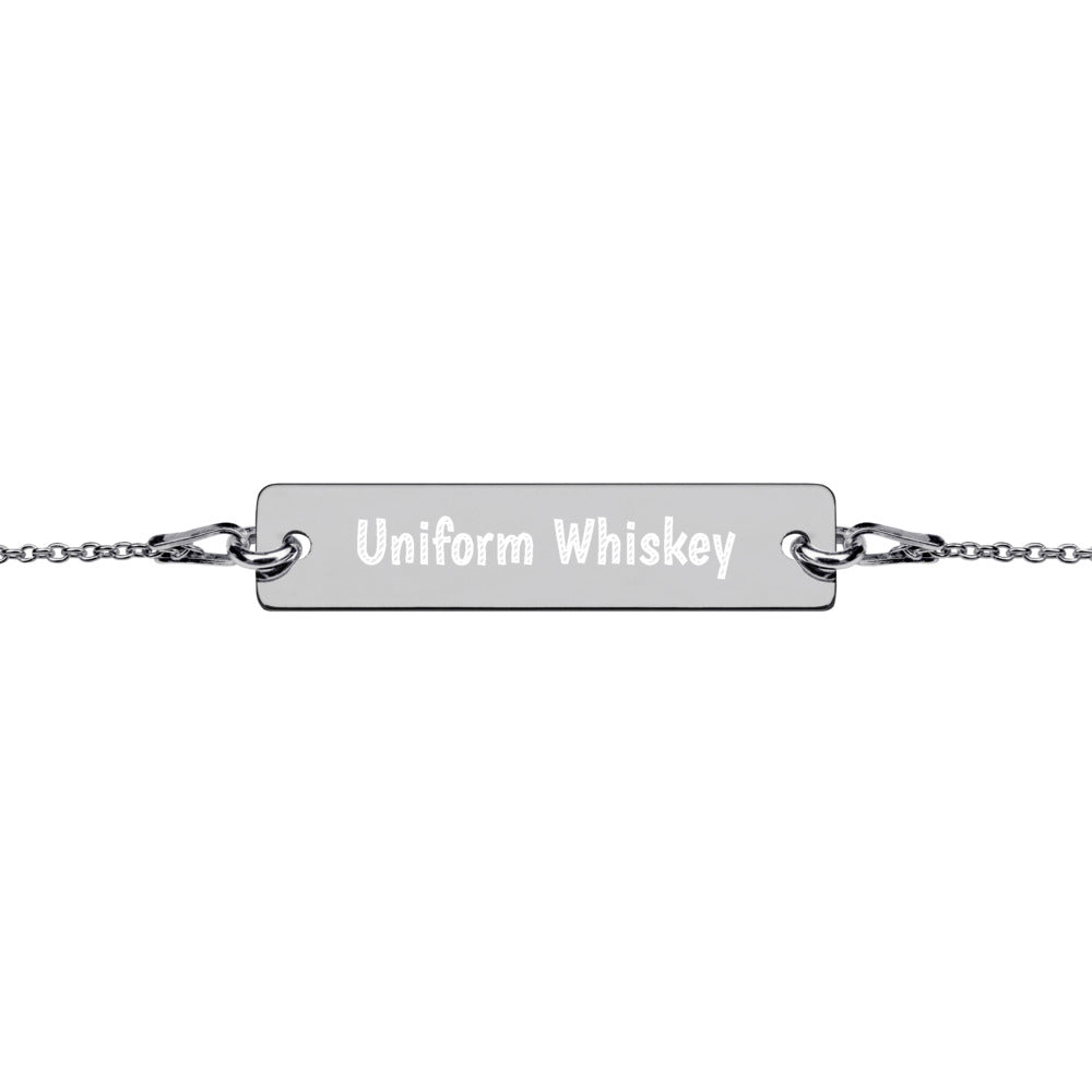 Engraved Silver Bar Chain Bracelet - Phonetic Alphabet