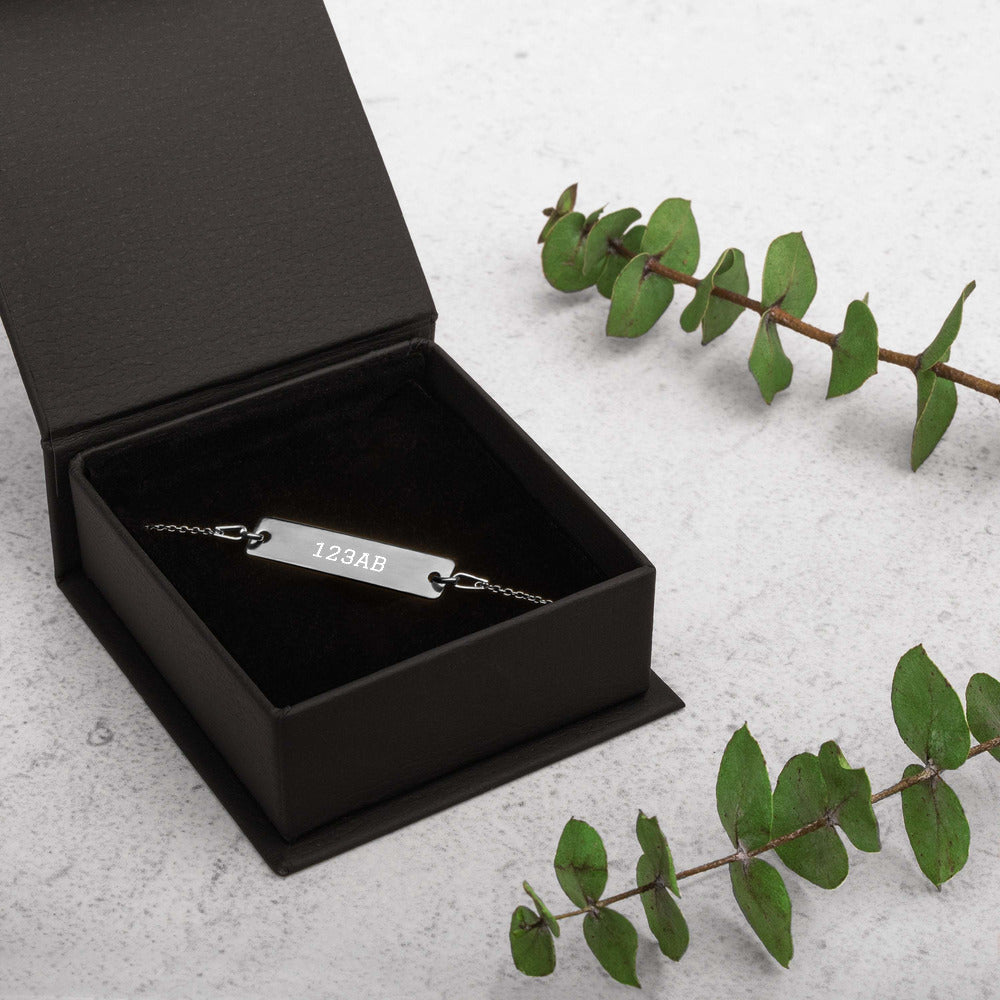 Engraved Silver Bar Chain Bracelet - Tail Numbers