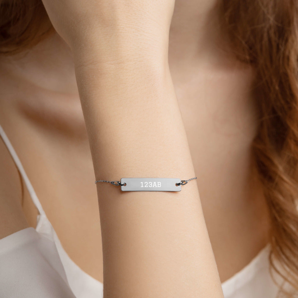 Engraved Silver Bar Chain Bracelet - Tail Numbers