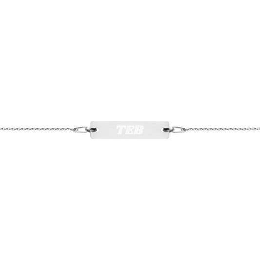 Engraved Silver Bar Chain Bracelet - Airport Code