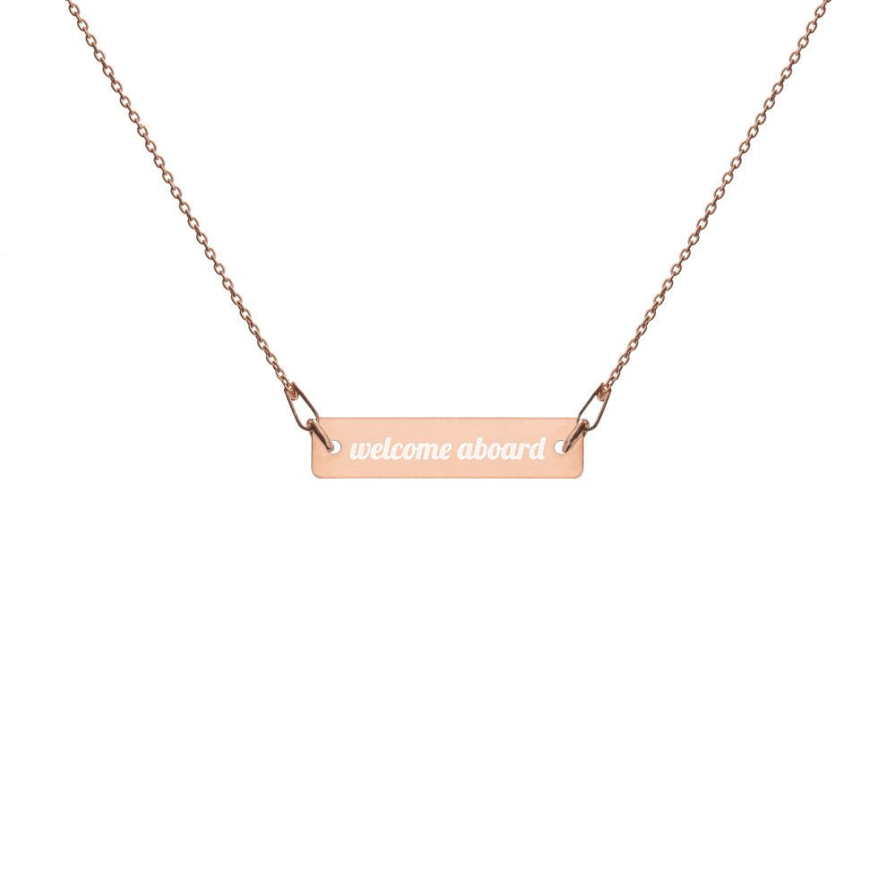 Engraved Silver Bar Chain Necklace -Welcome Aboard
