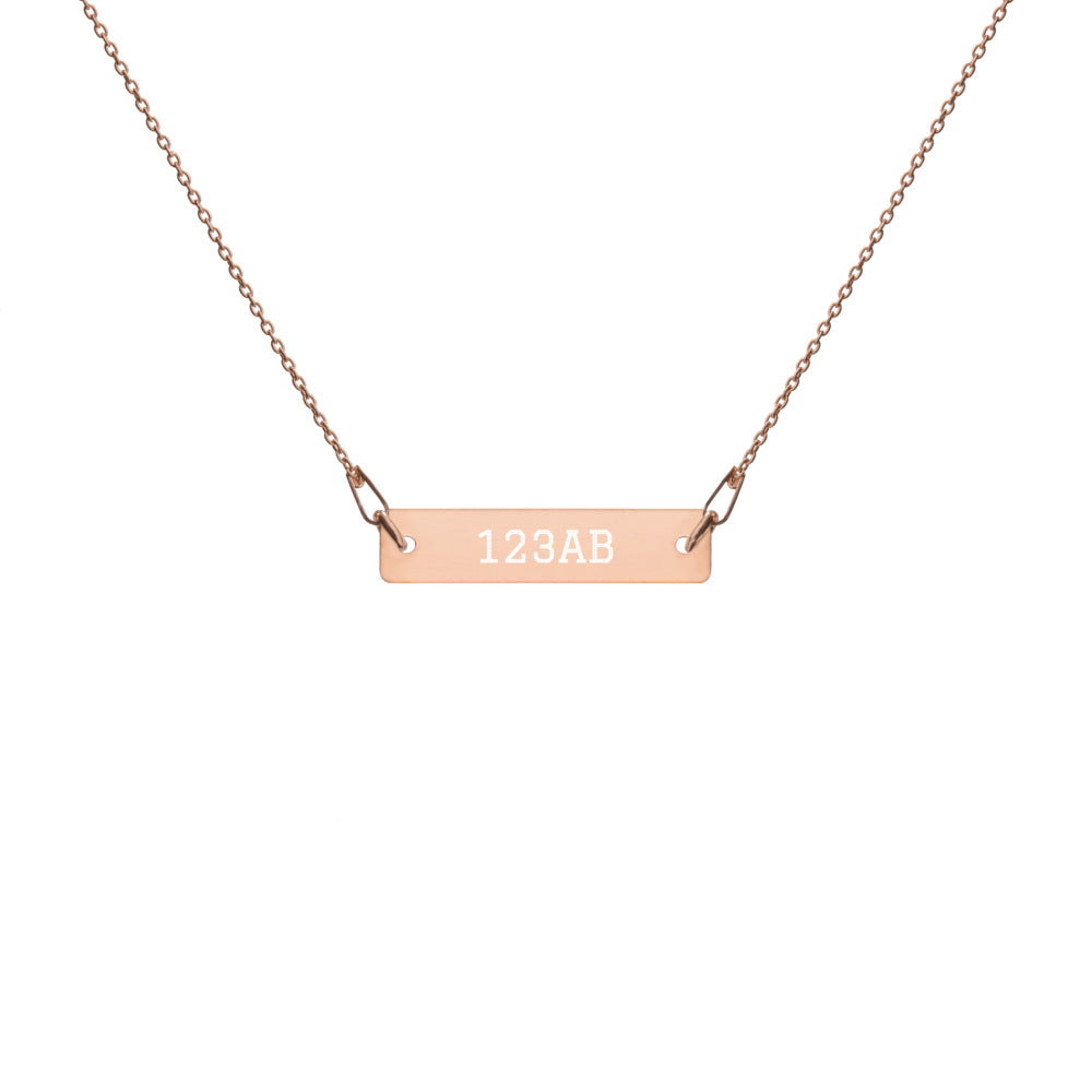 Engraved Silver Bar Chain Necklace - Tail Numbers