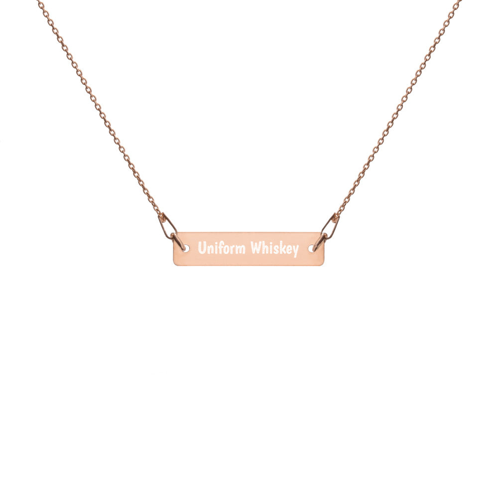 Engraved Silver Bar Chain Necklace - Phonetic Alphabet