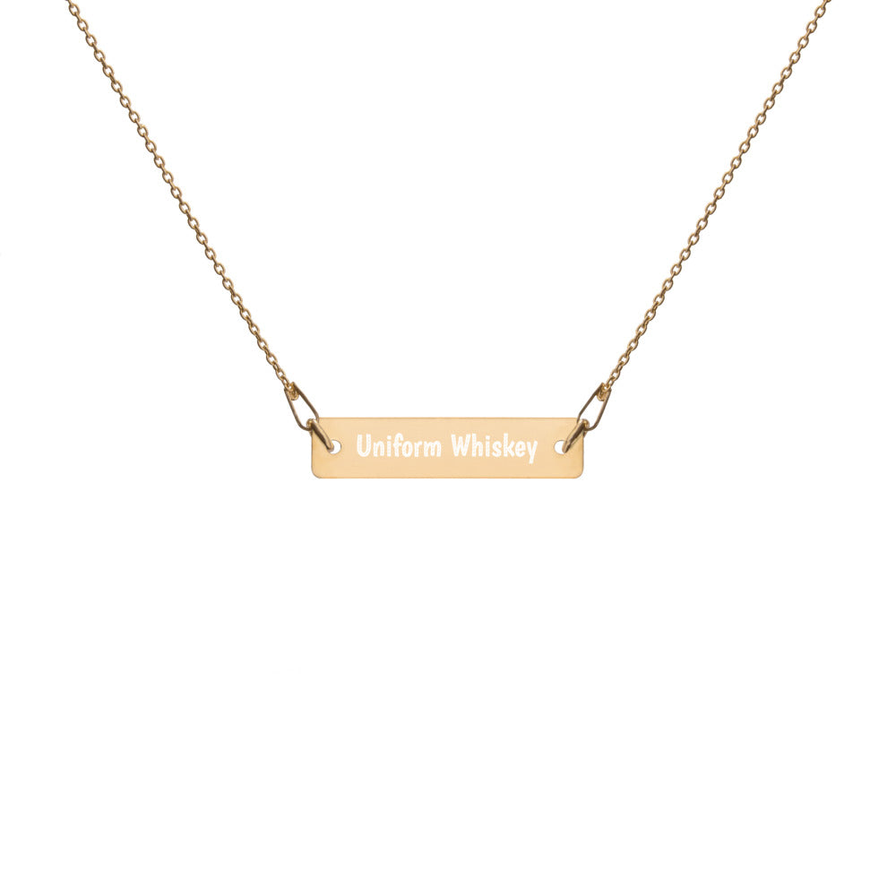 Engraved Silver Bar Chain Necklace - Phonetic Alphabet