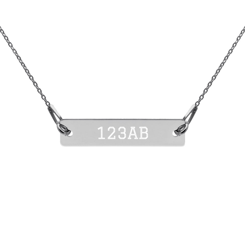 Engraved Silver Bar Chain Necklace - Tail Numbers