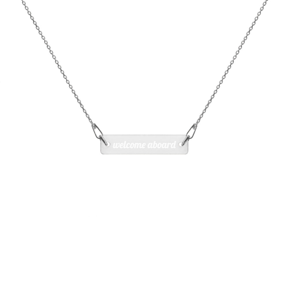Engraved Silver Bar Chain Necklace -Welcome Aboard