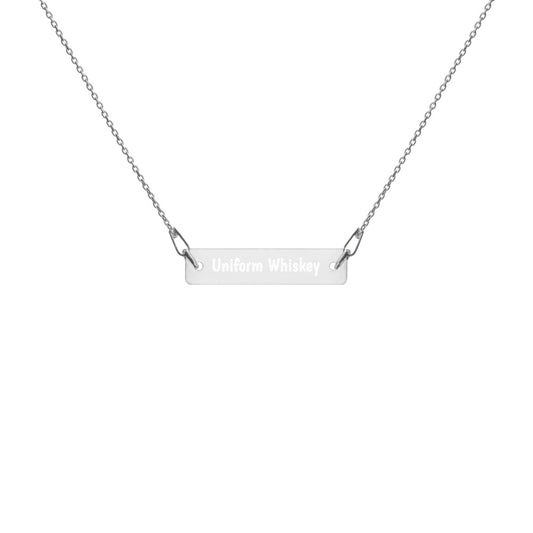 Engraved Silver Bar Chain Necklace - Phonetic Alphabet