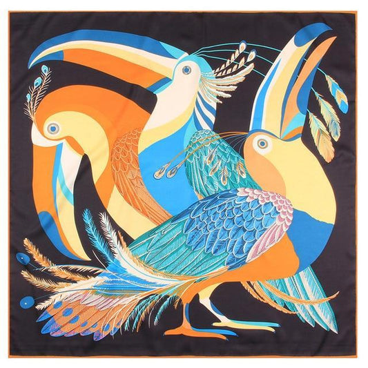 Toucan Deco Square Scarf - Black