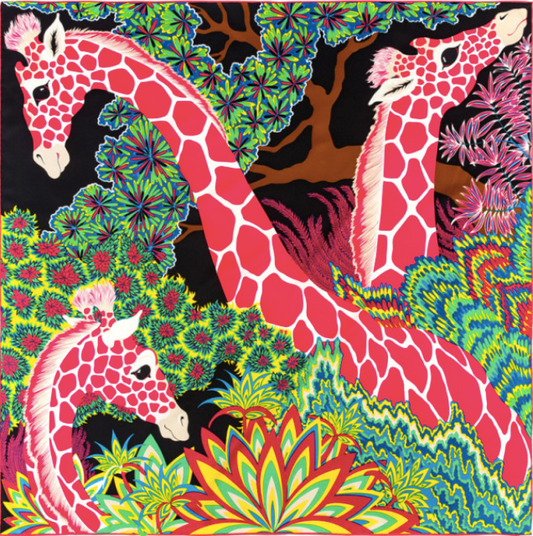 Jungle Giraffe Scarf - Black and Pink