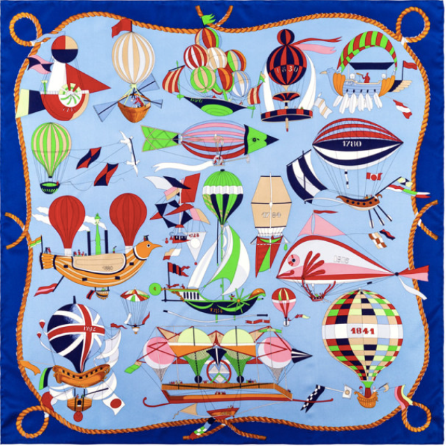 Hot Air Balloon Square Scarf - Cloud Blue
