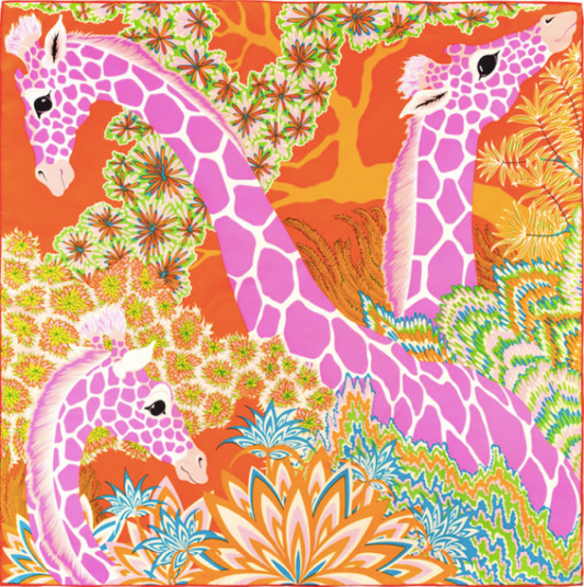 Jungle Giraffe Scarf - Orange and Pink