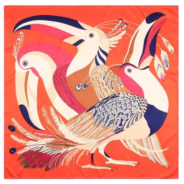 Toucan Deco Square Scarf - Tangerine