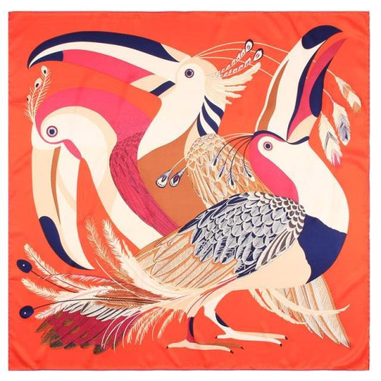 Toucan Deco Square Scarf - Tangerine