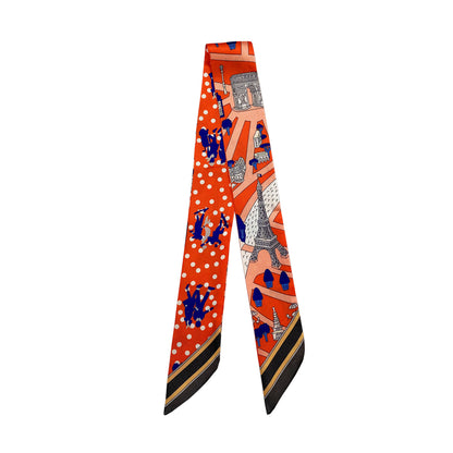 Eiffel Tower Twilly Scarf - Orange