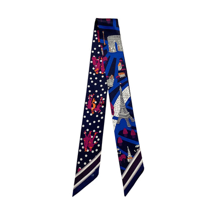 Eiffel Tower Twilly Scarf - Black