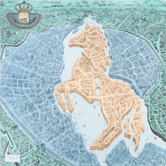 Horse Map Square Scarf - Green