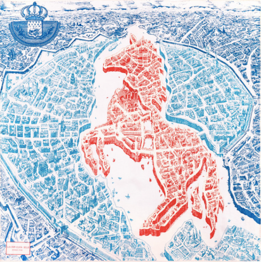 Horse Map Square Scarf - Blue