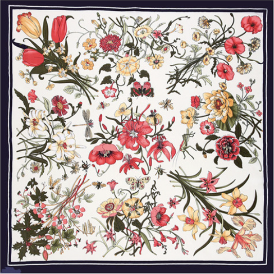 Morning Floral Square Scarf - White