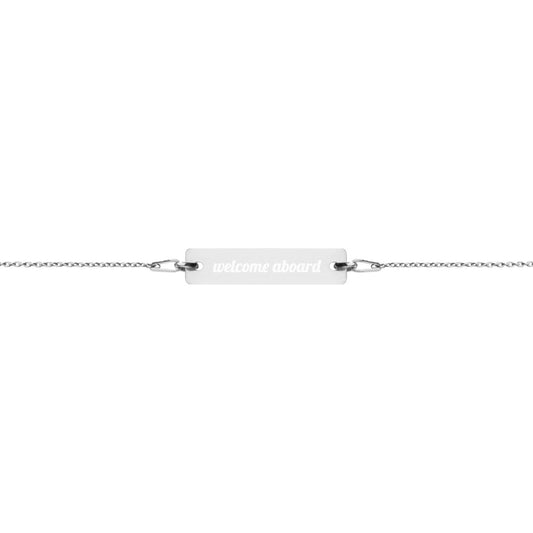 Engraved Silver Bar Chain Bracelet - Welcome Aboard