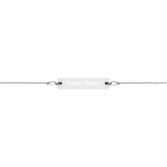 Engraved Silver Bar Chain Bracelet - Phonetic Alphabet