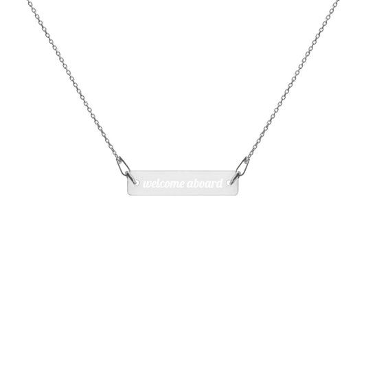 Engraved Silver Bar Chain Necklace -Welcome Aboard