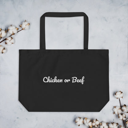 Large Organic Tote Bag - Chicken Or Beef?