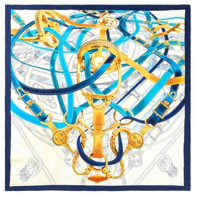 Horse Bit Square Scarf - Navy