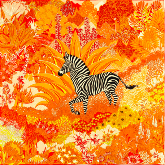 Wild Zebra Square Scarf - Orange