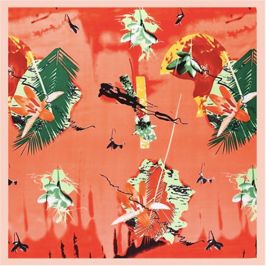 Tropical Leaves Square Scarf - Orange