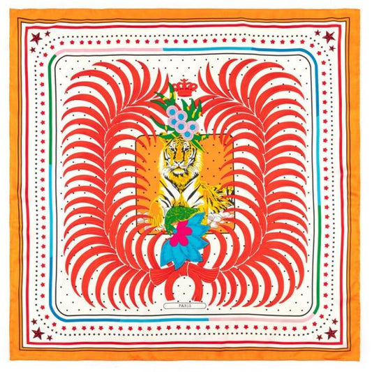 Chiquita Tiger Square Scarf - White Orange